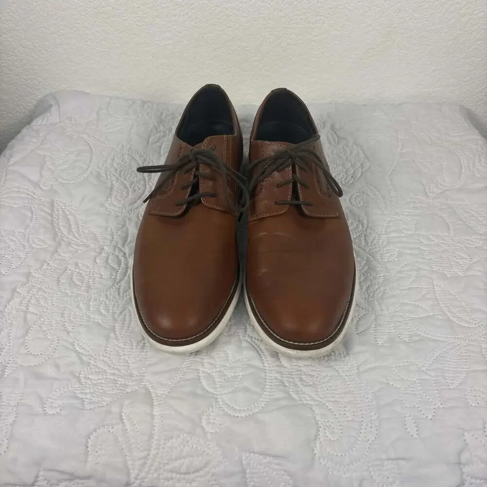Johnston & Murphy Mens Brown Leather Oxfords Casual Dress Shoes Size 10M Lace Up